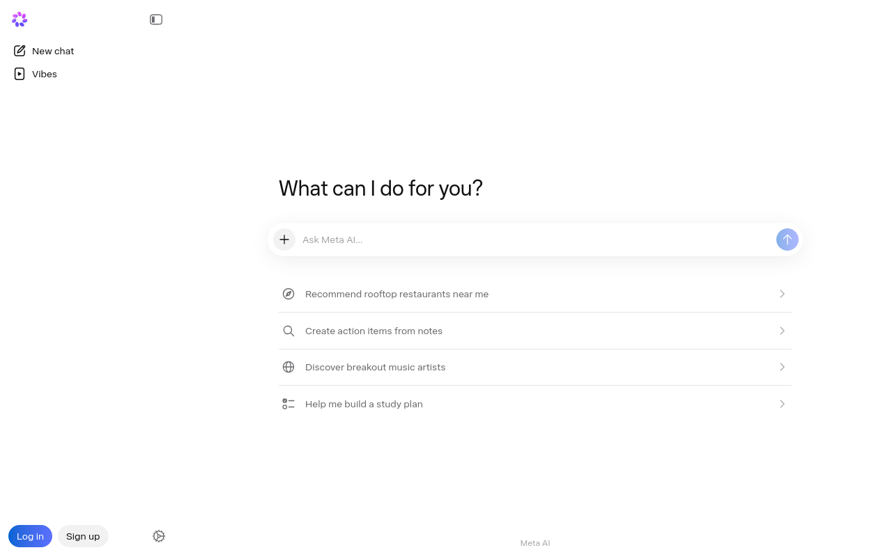 Meta AI desktop interface screenshot (2026-08-10)