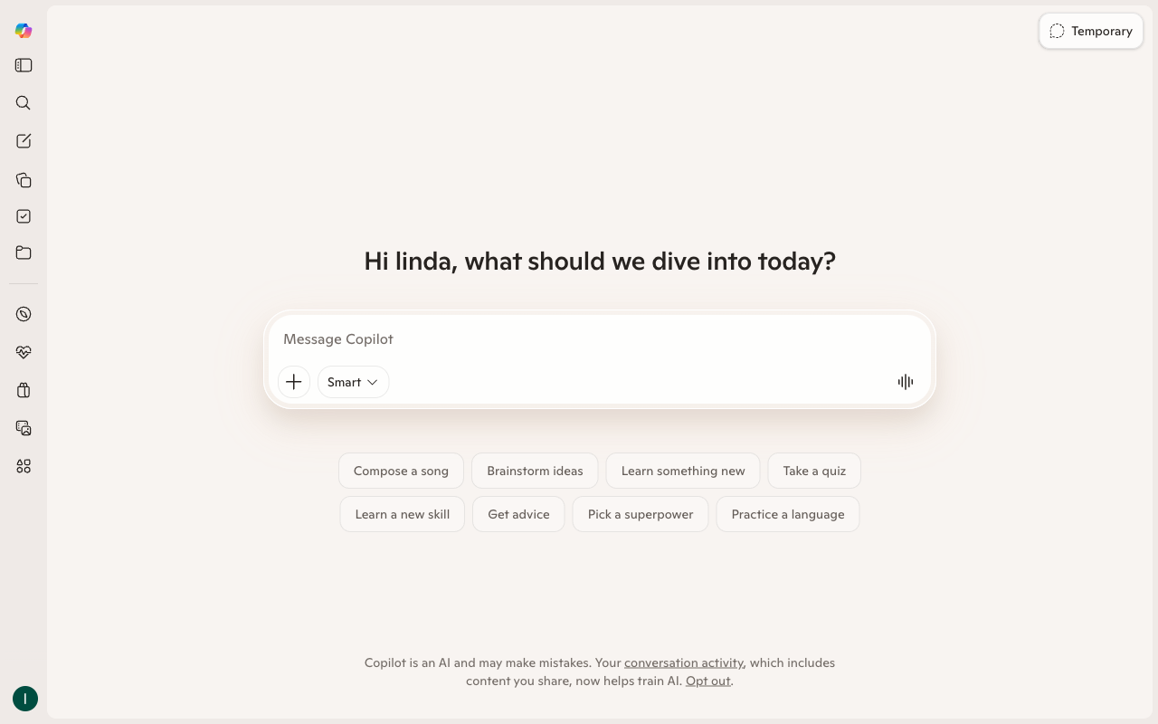 Microsoft Copilot desktop interface screenshot (2026-08-17)