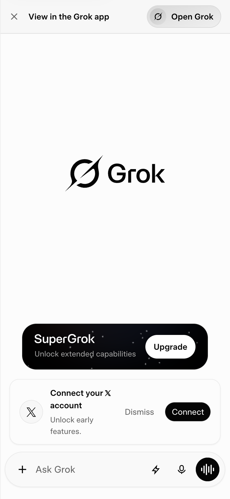 Grok mobile interface screenshot (2026-08-17)