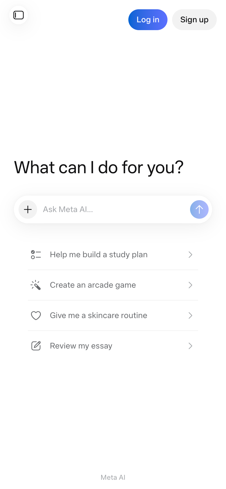 Meta AI mobile interface screenshot (2026-08-17)
