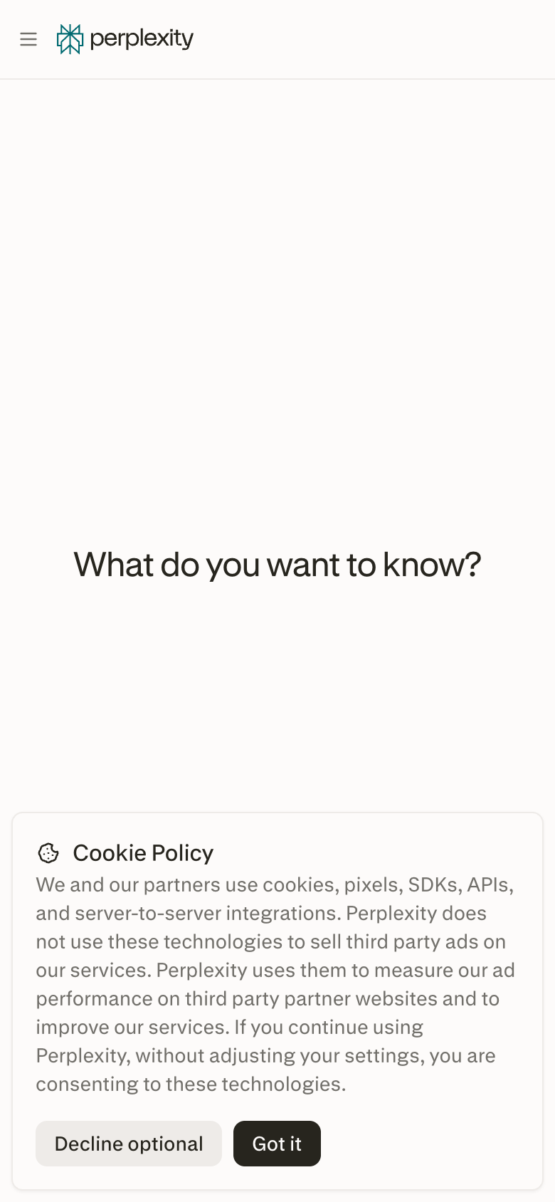 Perplexity mobile interface screenshot (2026-08-17)