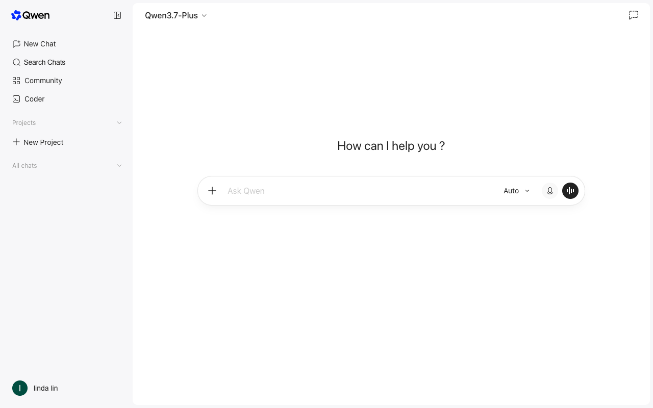Qwen Chat desktop interface screenshot (2026-08-17)