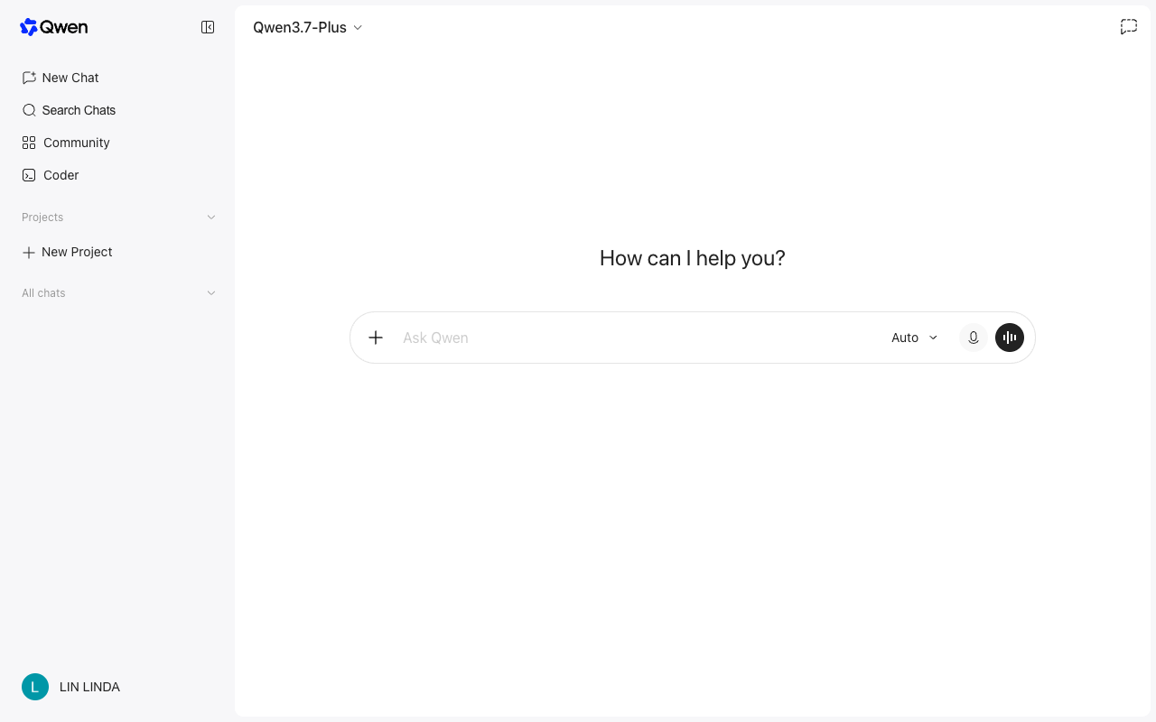 Qwen Chat desktop interface screenshot (2026-08-24)