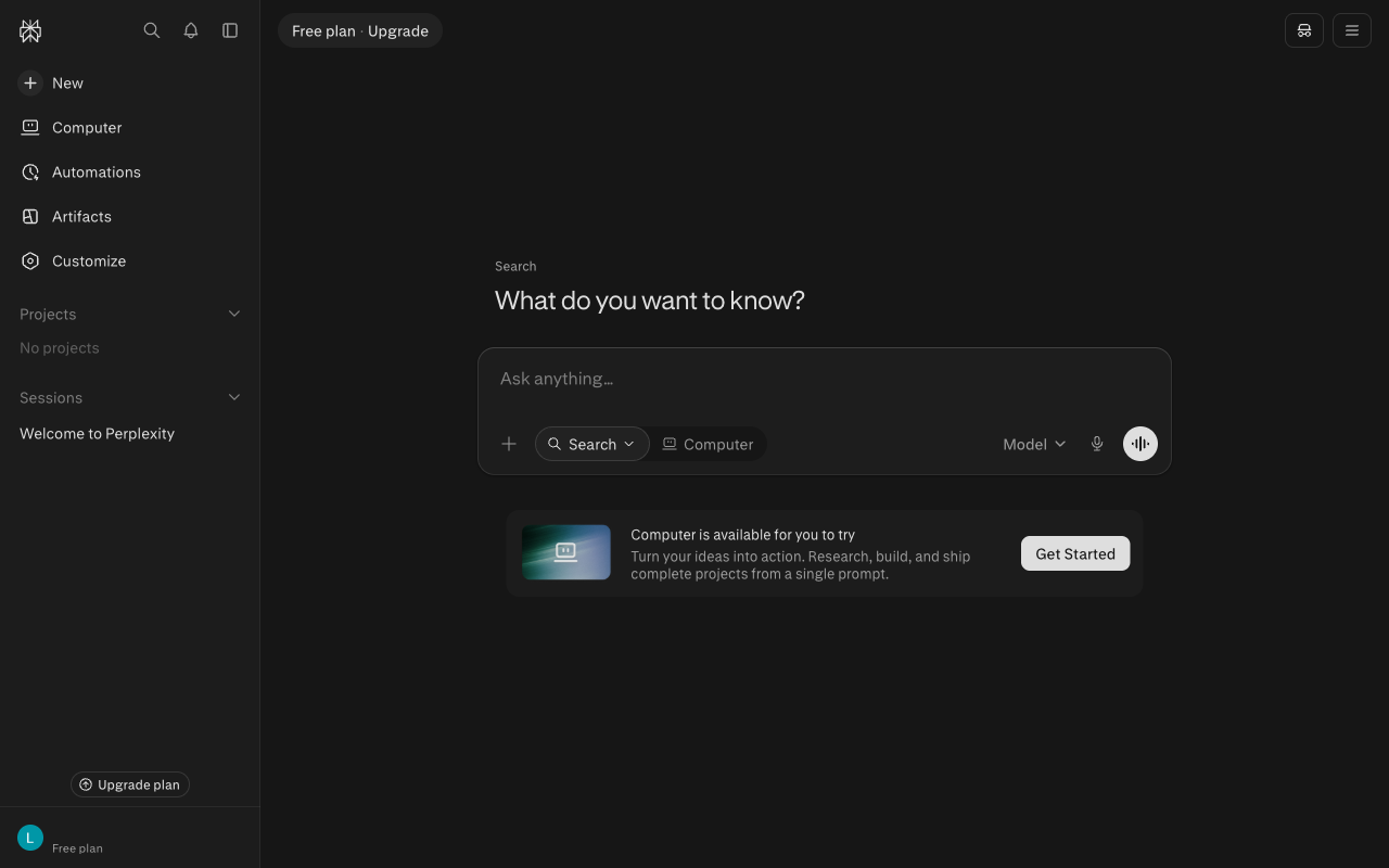 Perplexity desktop interface, week of September 28, 2026