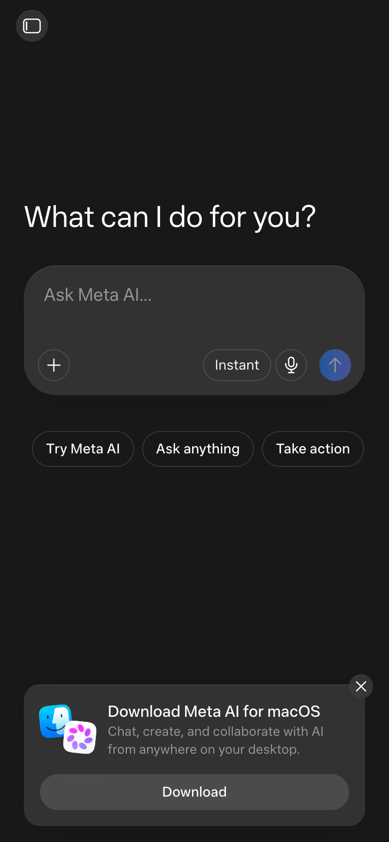 Meta AI mobile interface, week of October 5, 2026