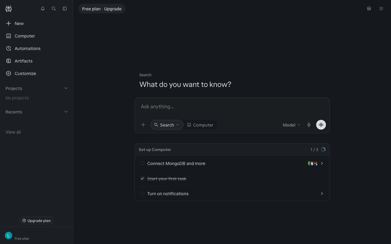 Perplexity desktop interface, week of October 12, 2026