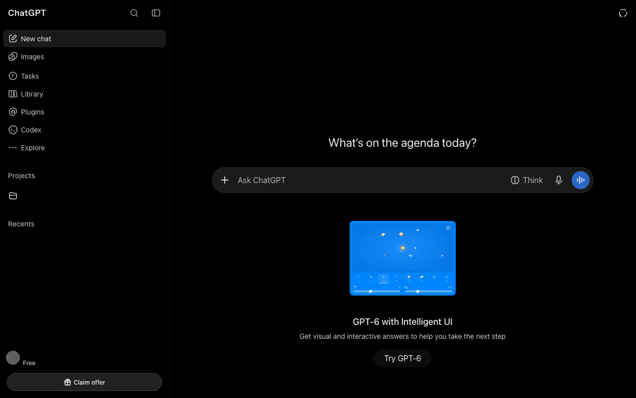 ChatGPT UI screenshot, desktop, week of October 19, 2026