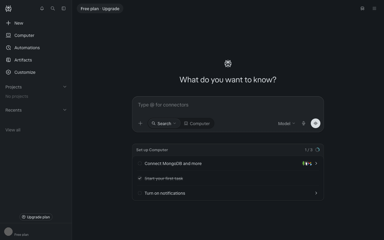 Perplexity UI screenshot, desktop, week of October 19, 2026
