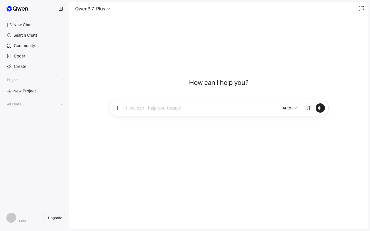 Qwen Chat UI screenshot, desktop, week of October 19, 2026